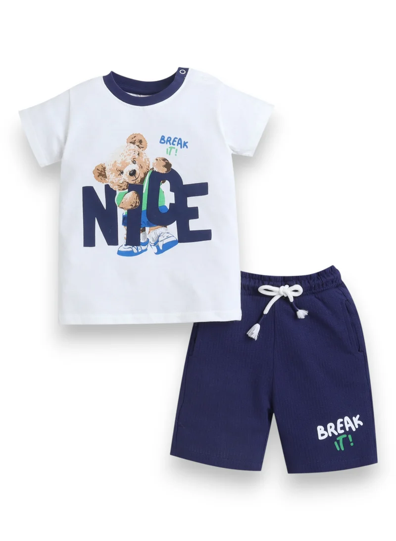 victor and jane Infant Boys’ 2-Piece Set – “Nice” Graphic T-Shirt & Shorts
